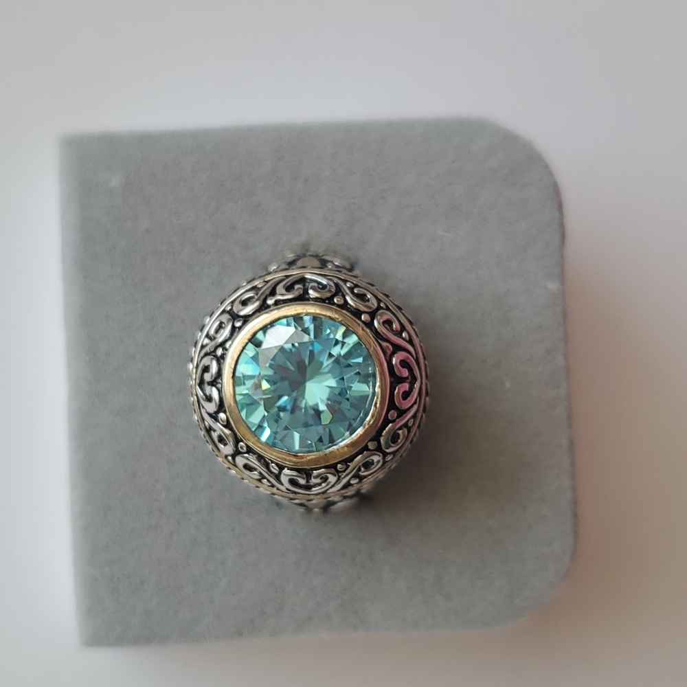 Sterling and Blue Topaz Ring,  Size 7.5